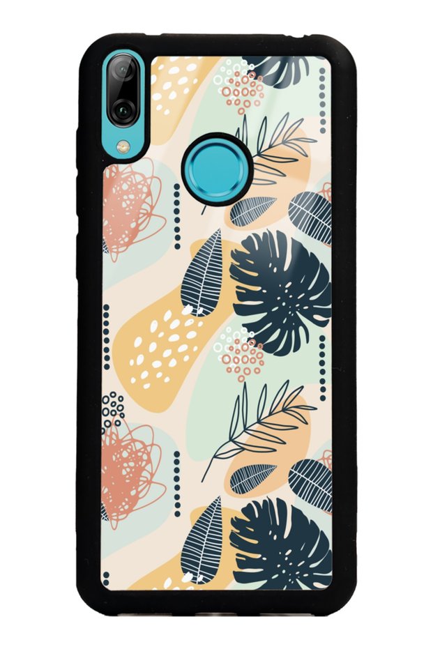 Huawei Y7 (2019) Glossy Phone Case with Retro Leaf Design