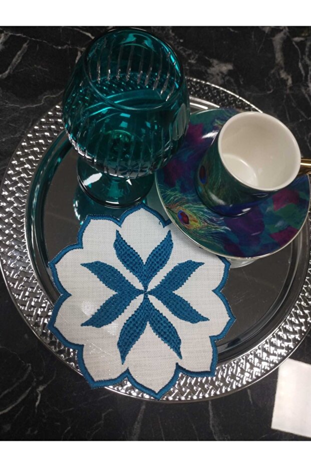 Authentic Petrol Green Coffee Side and Cocktail Serving Napkin 4 Pieces