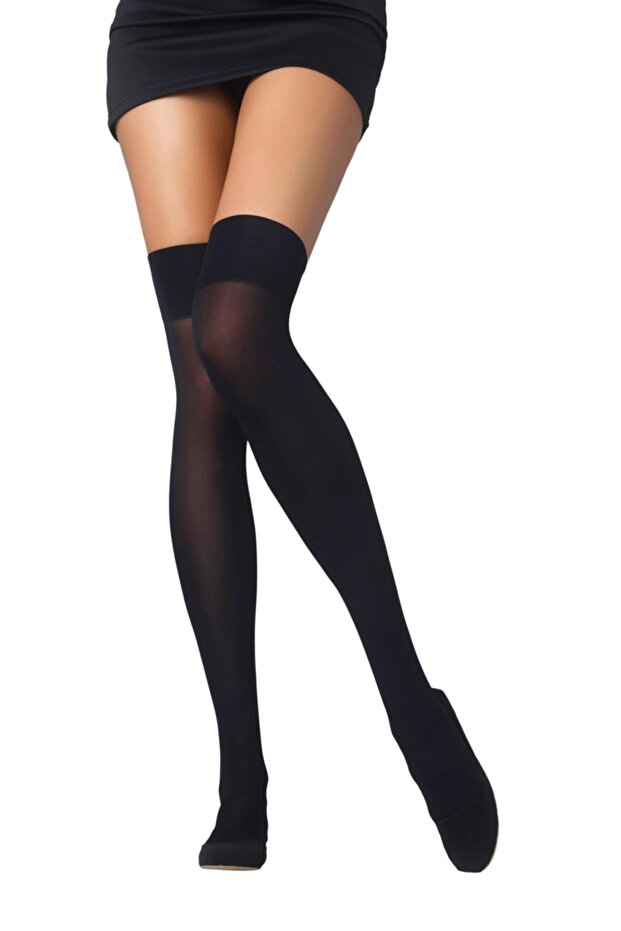 Micro 40 Diz Üstü Çorap Siyah 3'lü - 1