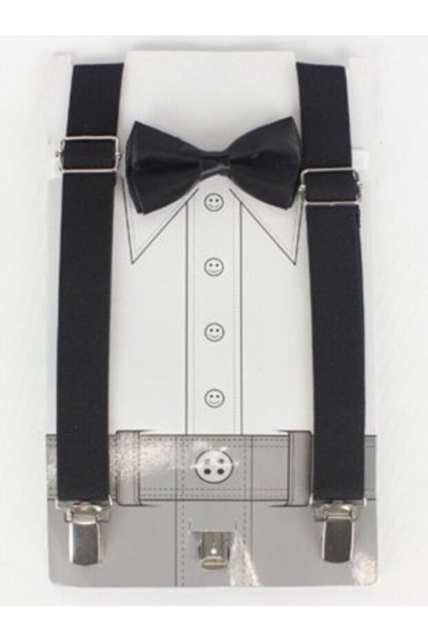 Boy's 23 April Special Day Birthday Costume Show Pants Suspender & Bow Tie Set