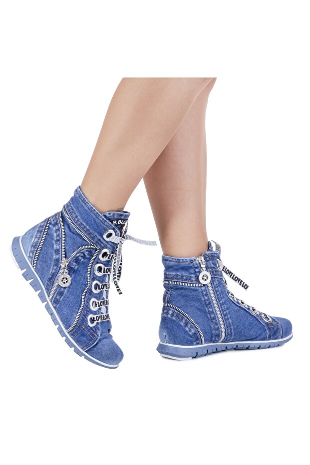 Kadın Mavi Kot Bot - 4