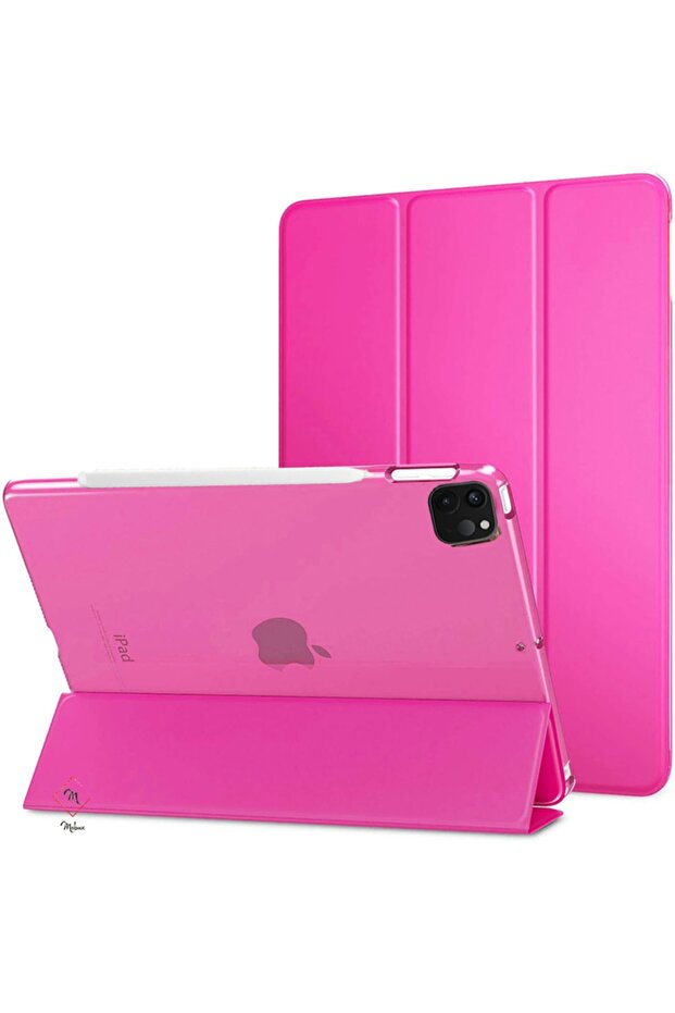 Apple Ipad Pro 11 4. Nesil Kılıf Pu Deri Smart Standlı Case A2435 A2759 A2761 A2762 Koyu Pembe - 1