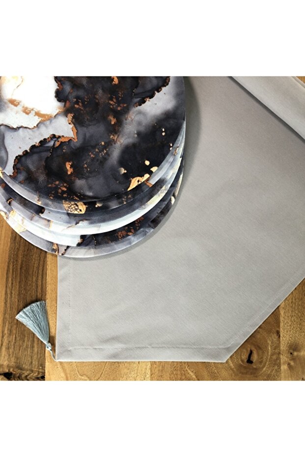 American Service, 6-Piece Plate and Runner Gray Marble Tk 2