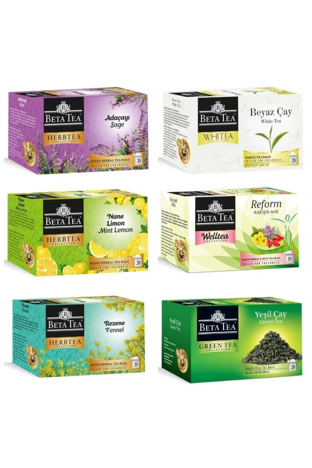 Mixed Herbal Tea Set 6 Packs of 20 Total 120 Tea Bags