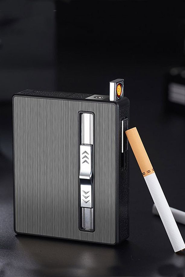 Usb Şarjlı Elektronik ve Normal Gazlı Turbo Çakmak Sigara Muhafaza Kutusu Bozkurt Baskılı - 5