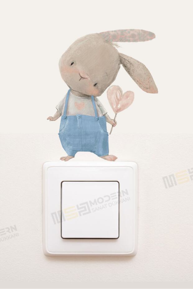 Socket - Rabbit with Blue Overalls Decorative Socket Sticker