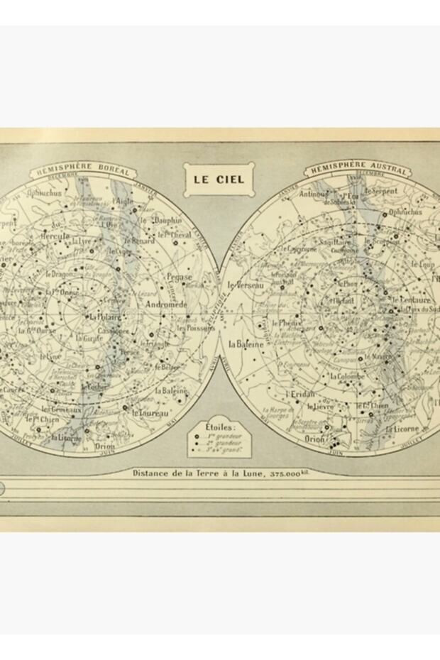 French Constellation Map Table Wooden Poster Decorative - 1