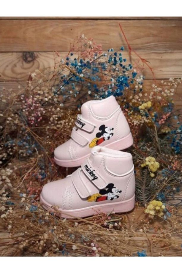 Çocuk Spor Bot Pudra Cırtlı Bot Çocuk Bootie Enözgür Miki Pembe Bot - 1