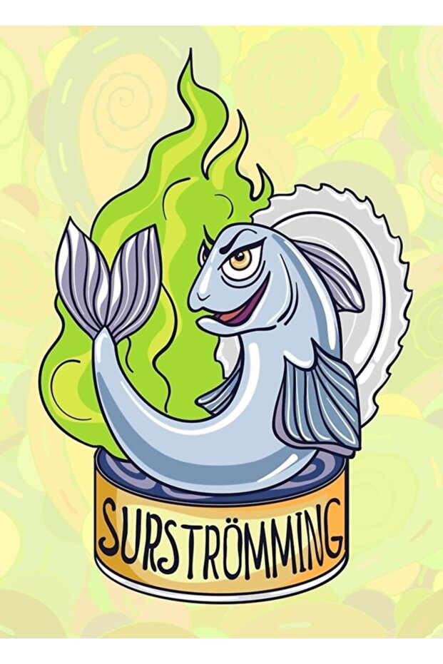 Isveççe Surströmming Tablo Ahşap Poster Dekoratif - 1