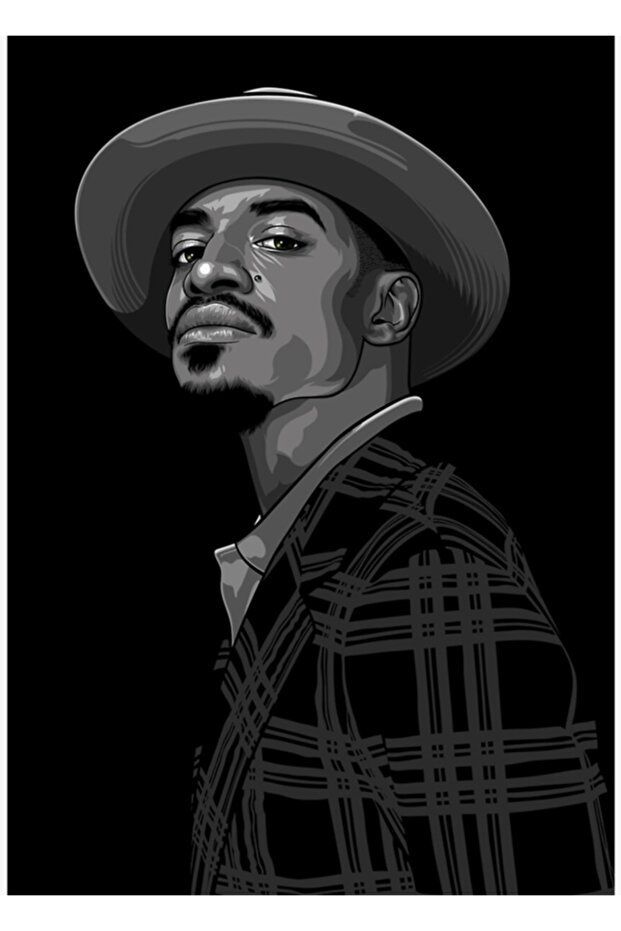 Poster decorativ din lemn Andre 3000 - 1