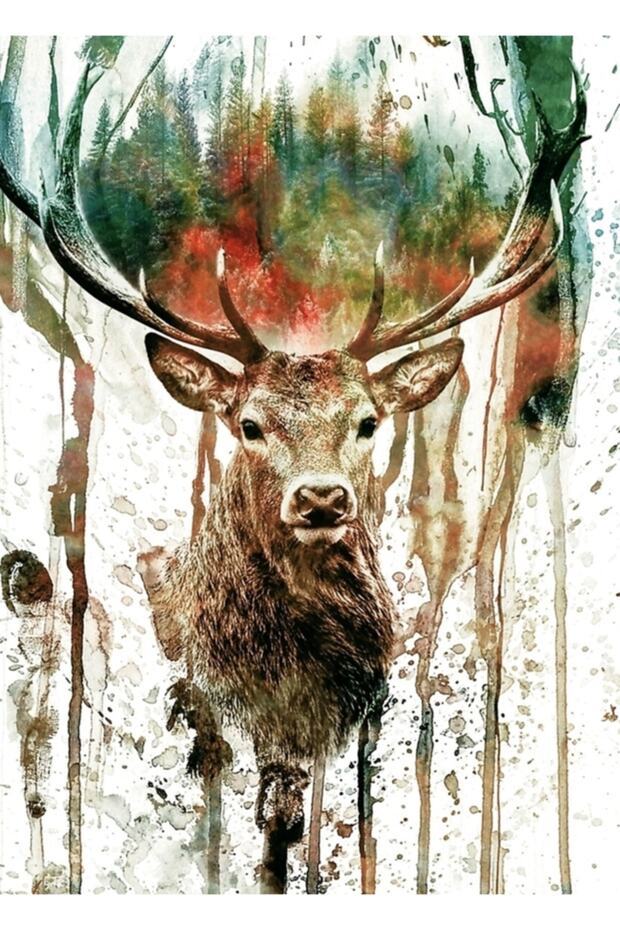 Deer Painting Wooden Poster Decorative