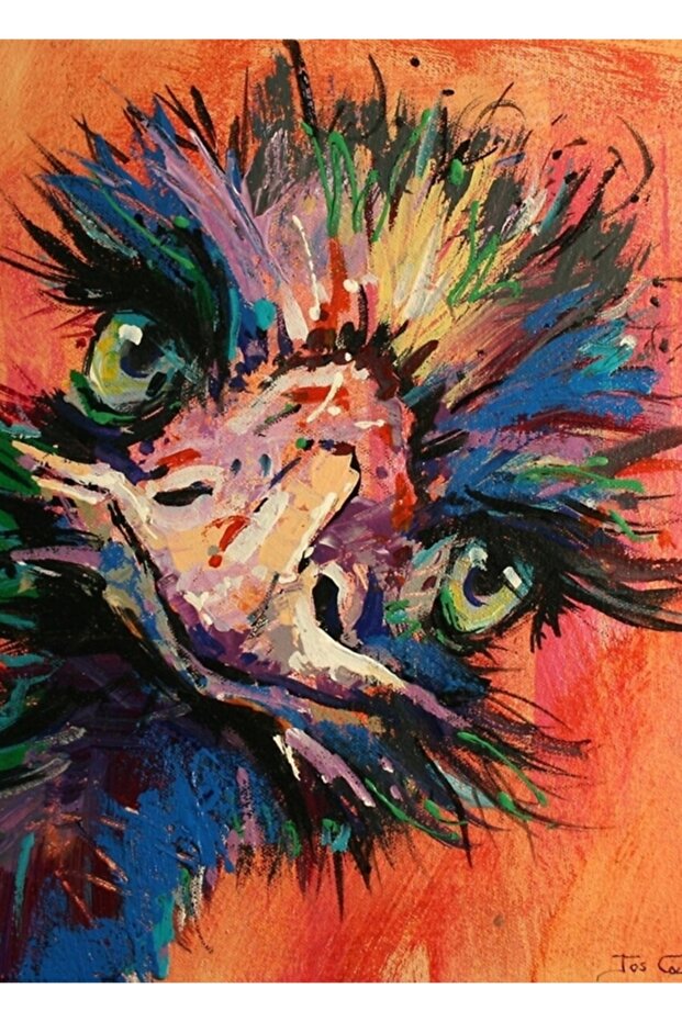 Peekaboo Emu Painting Wood Poster Decorative