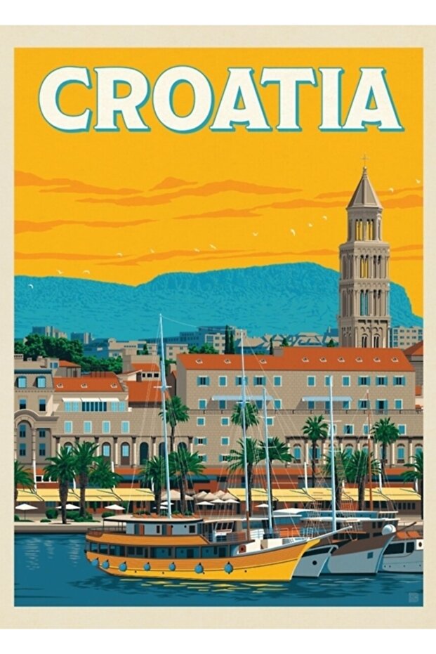 Croatia Painting Wood Poster Decorative