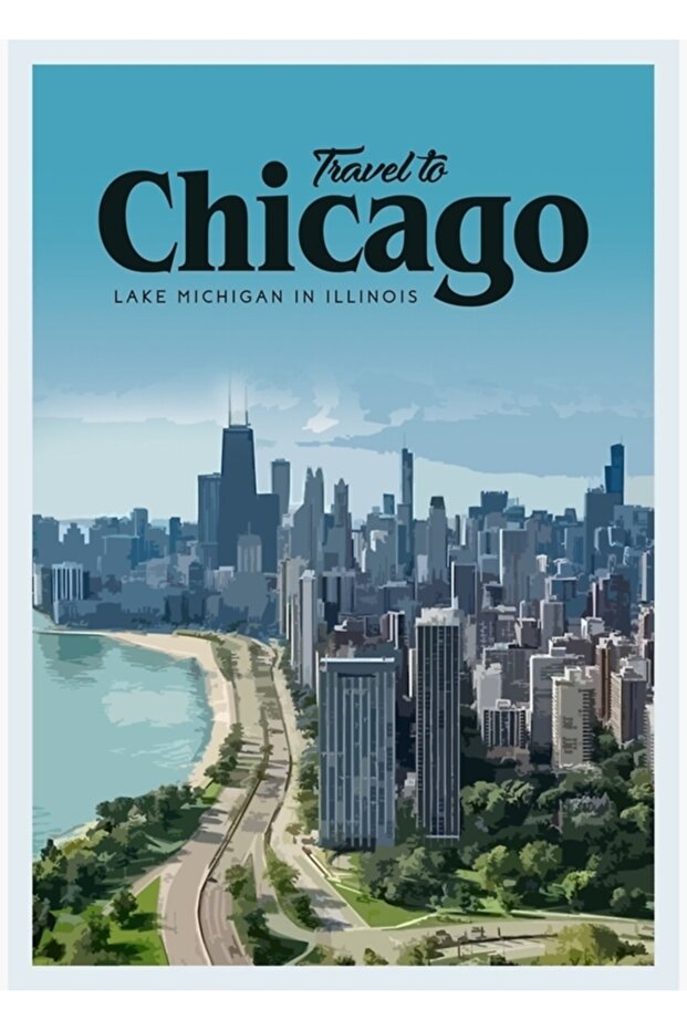Visit Chicago Table Wooden Poster Decorative