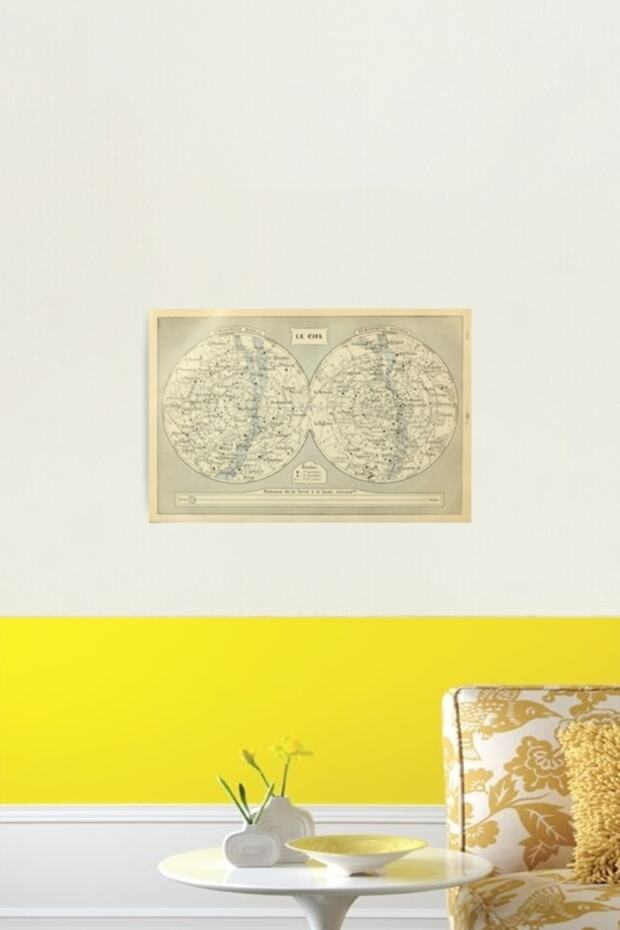 French Constellation Map Table Wooden Poster Decorative - 2