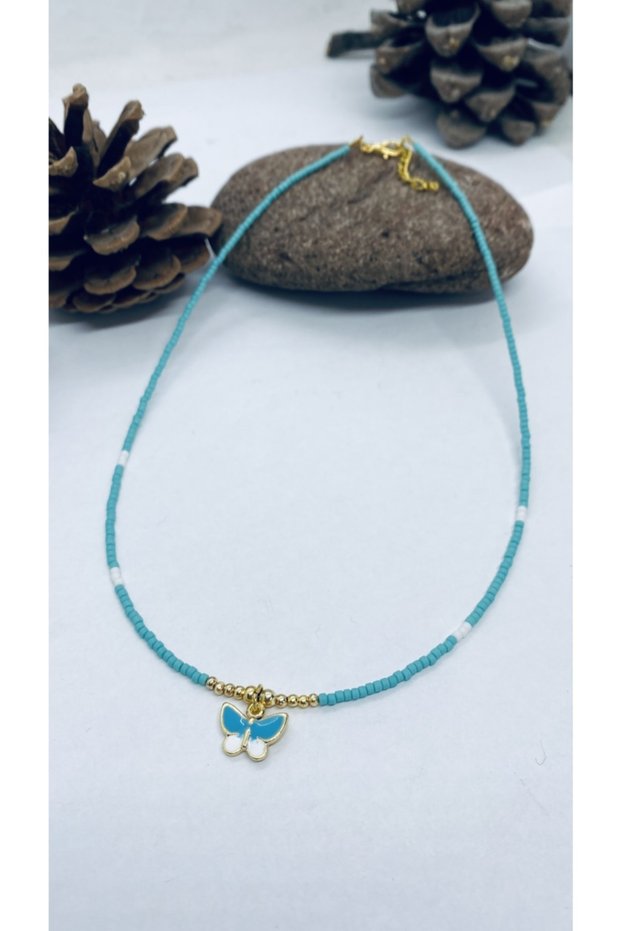Handmade Ethnic Authentic Hippie Bohemian Butterfly Enamel Sand Bead Necklace
