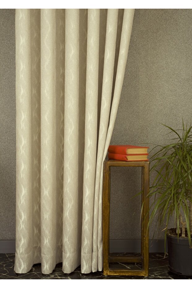 Background Curtain Spiral Pattern Light Beige 1-3 Tight Pleat