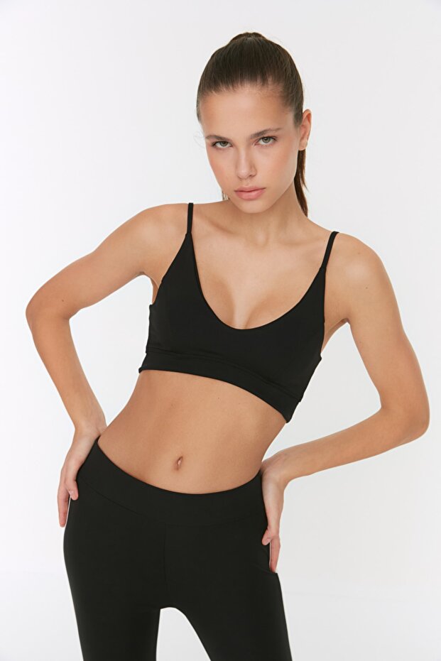 Siyah Destekli/Şekillendirici İp Askılı Örme Spor Sütyeni TWOSS22SS0045 - 3