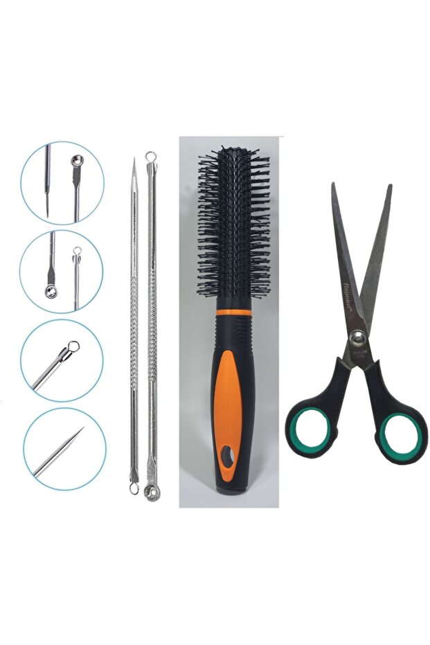 Taksun Hairdresser Set Tailor Scissors + Hair Brush and Acne Gift Set of 3