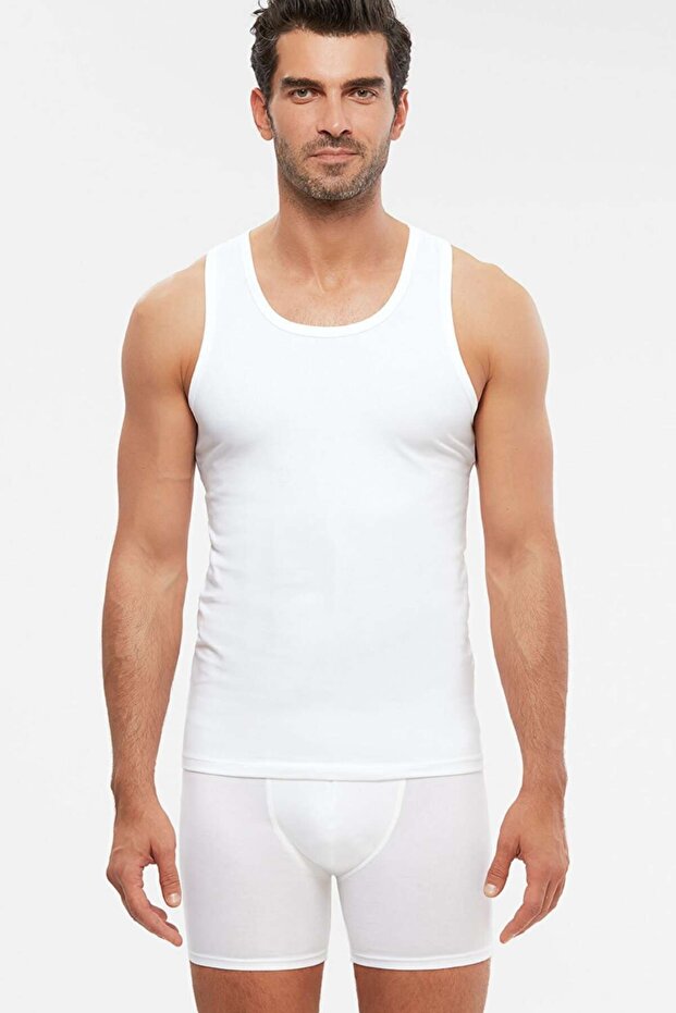 قميص داخلي مضغوط من القطن الممشط للرجال مكون من قطعتين - 1