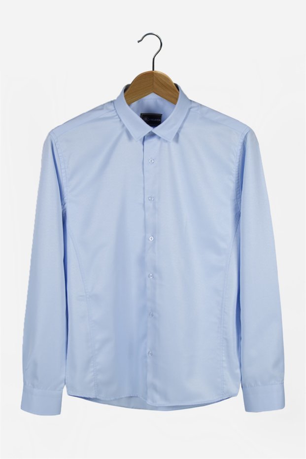 Men's Italian Collar Extra Slim Blue Premium Classic Shirt
