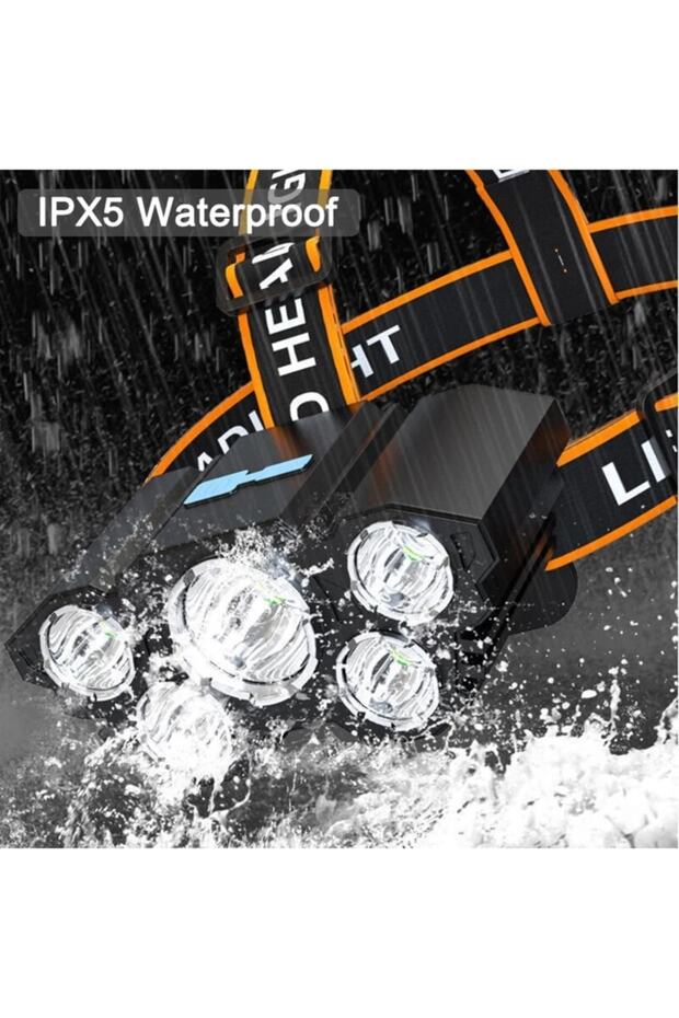 Taka Riko 150w Ultra Güçlü Led Şarjlı 5 Led 5 Cree Led Kafa Feneri Avcı Işıldak Balıkçı Kamp Lambası - 5