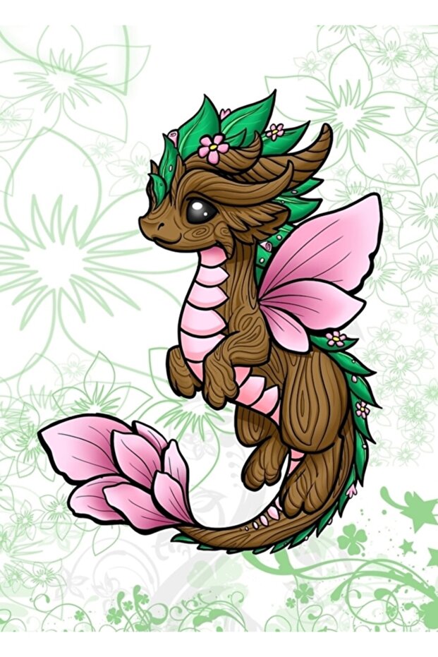 Flower Dragon Element Painting Wooden Poster Decorative