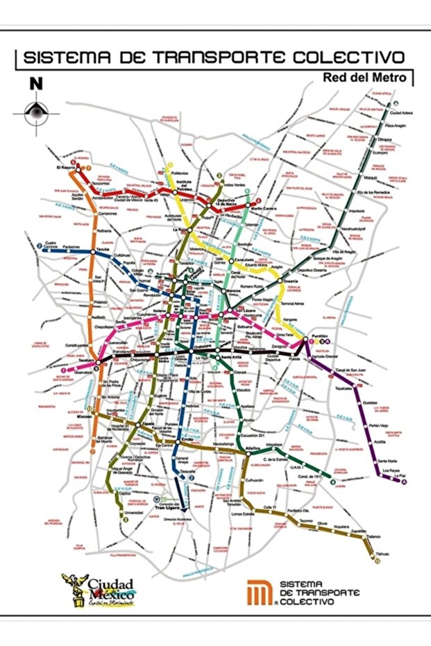 Mexico City Transportation Map Table Wooden Poster Decorative