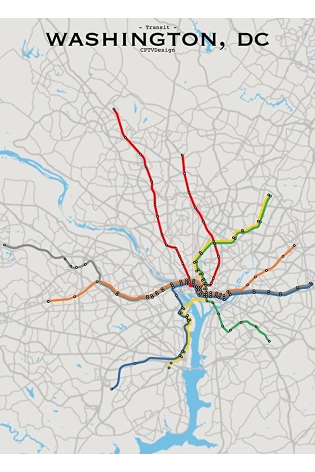 Washington, Dc Transit Map Table Wooden Poster Decorative