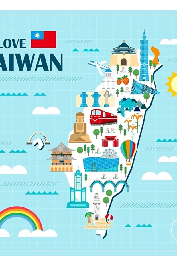 Taiwan Travel Map Table Wooden Poster Decorative