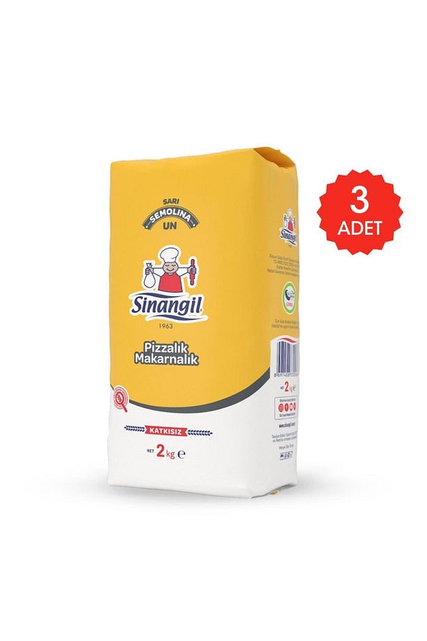 Sarı Semolina Pizzalık ve Makarnalık Un 2 kg - 3 Adet - 1