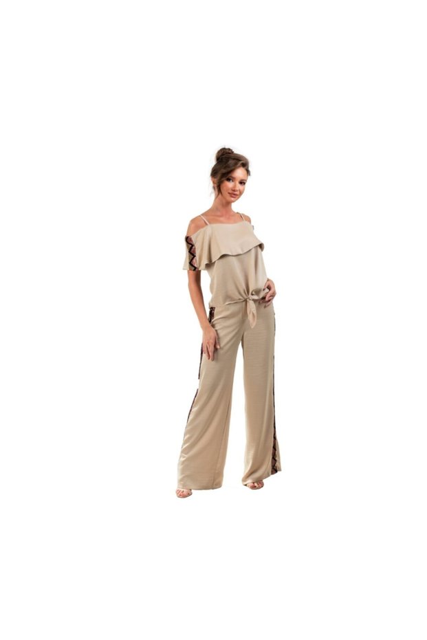 Women's Sequin Detailed Trousers Blouse Set