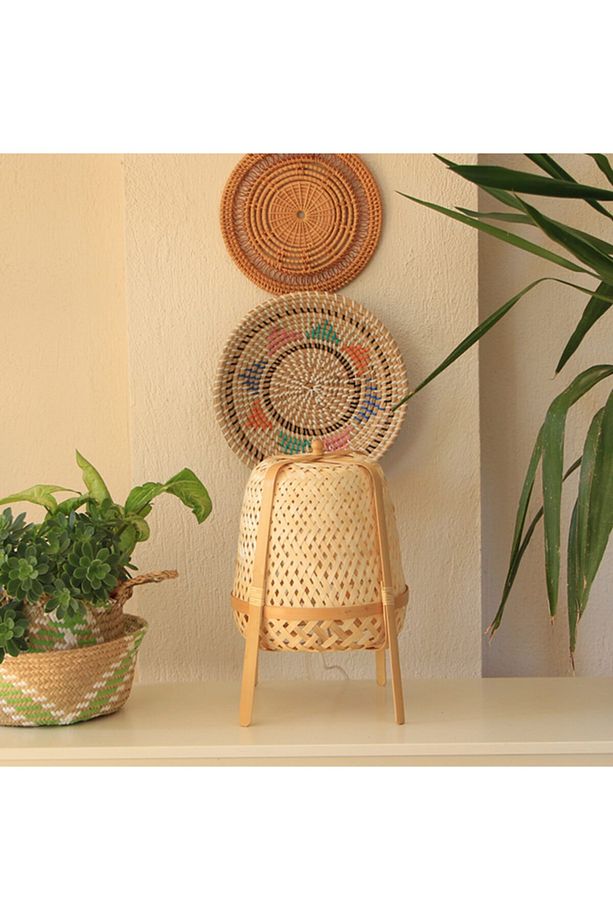 Manolya 25x35 Cm. Dekoratif Bambu Masa Lambası - 5