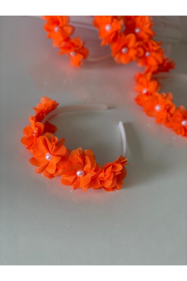 Girl's Orange Pearl Mother Baby Crown