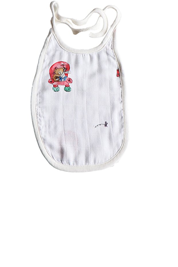 Unisex Baby White Bear Tale Bib
