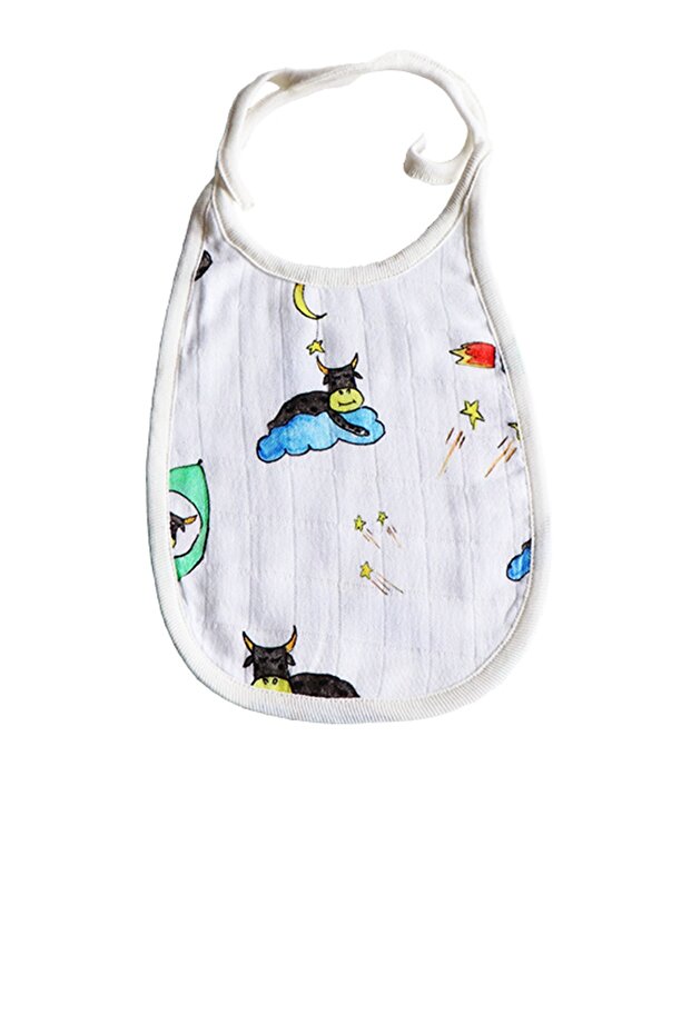 Baby White Astro Cow Bib