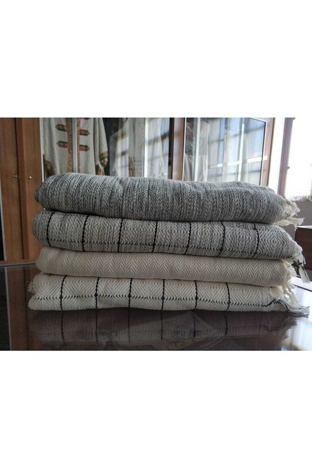 Kareli Krem Siyah Pike, Koltuk Ve Yatak Örtüsü, Dekoratif Örtü, Buldan Örtüsü Çok Amaçlı 200x240cm - 3