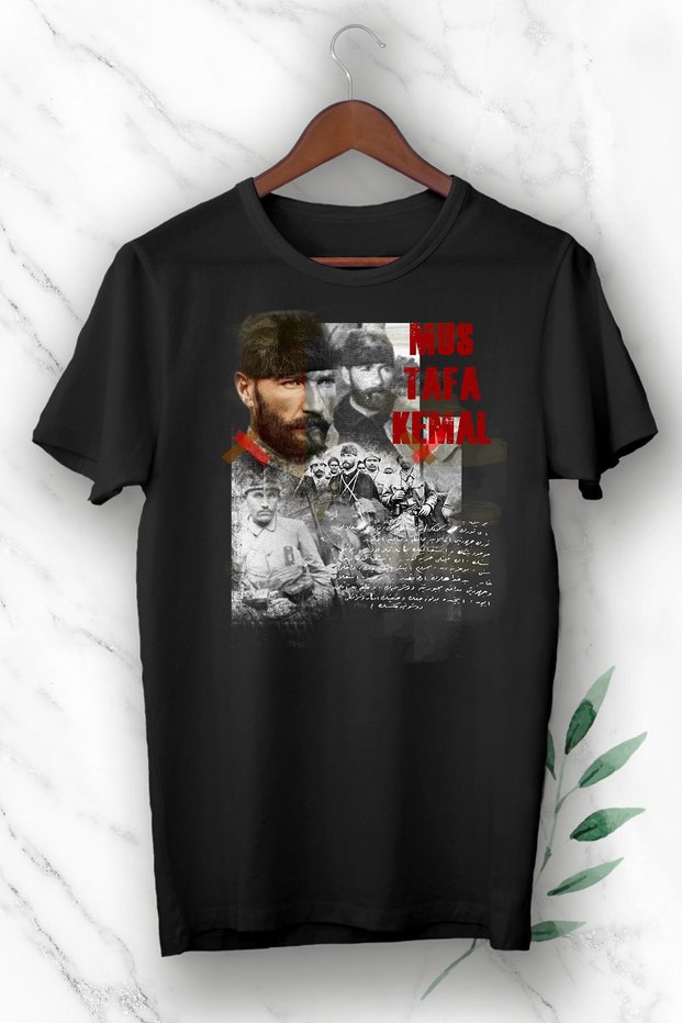 Black Mustafa Kemal Atatürk Printed Unisex T-Shirt