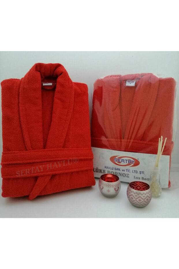 Kırmızı Lüks Tek Bornoz  S0028 - 3