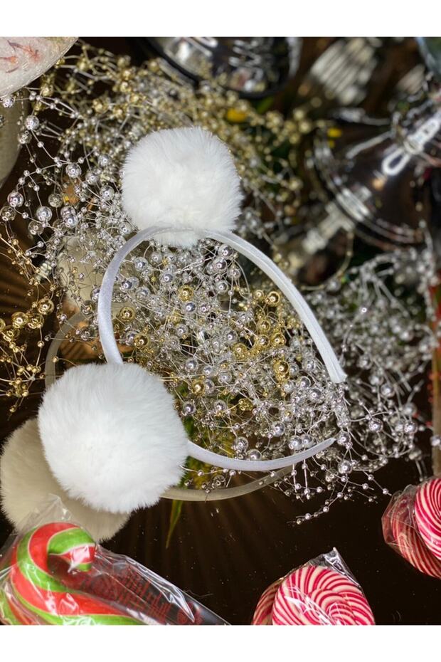 Satin Shiny White Furry Plush Pompom Crown Children's Crown Pompom