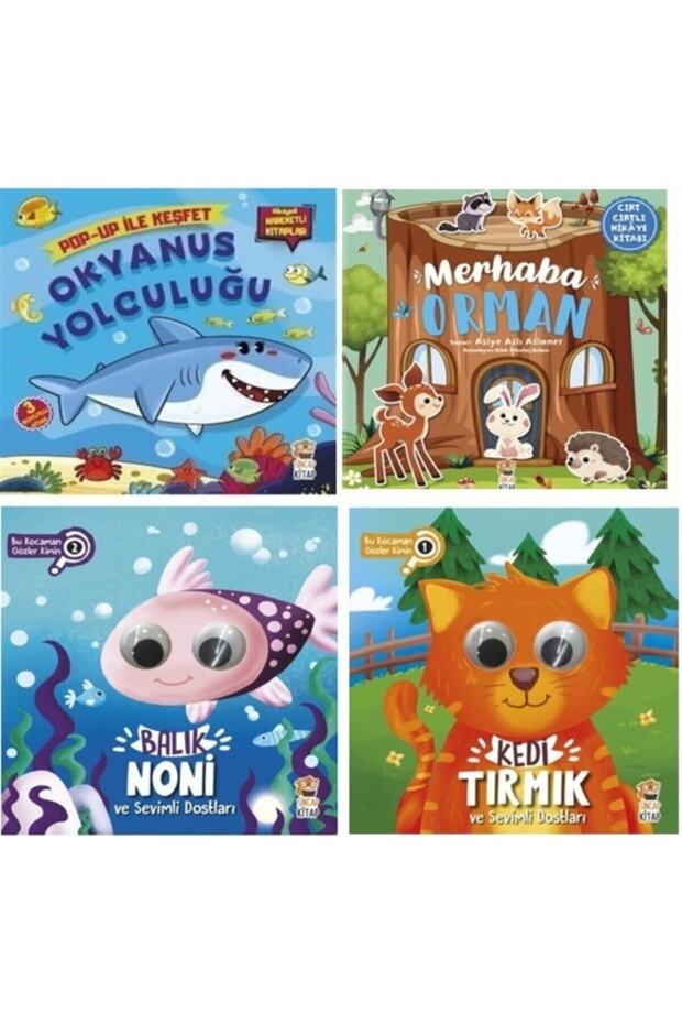 Moving Books Set of 4 Merhaba Orman- Okyanus Yolculuğu- Balık Noni- Kedi Tırmık