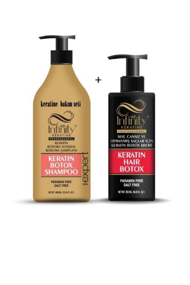 Infinity Keratin Onarıcı Yıpranmış Kuru Saç Botoksu Hair Botox 250ml Ve Keratin Şampuan 1000 ml Set - 1