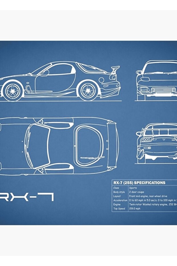 Rx-7 مخطط طاولة خشبي ملصق ديكور