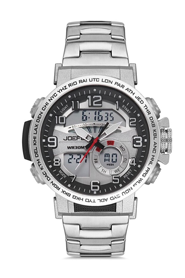 Çelik Kordonlu Alarmlı Dijital Analog Erkek Kol Saati - 1