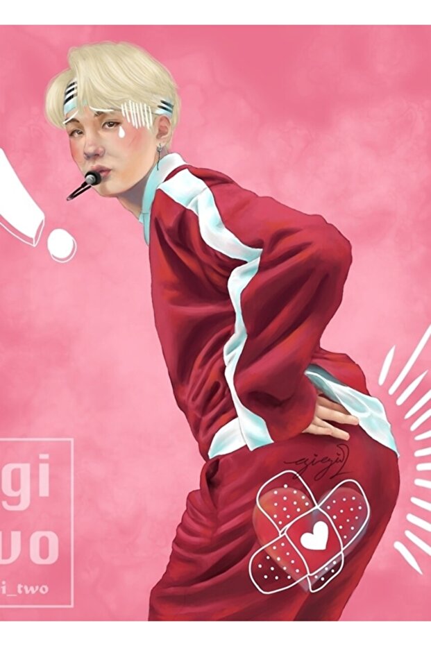 Bts -suga (قلب) لوحة خشبية ملصق ديكور Code3485