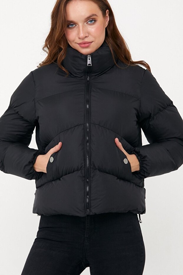 Kadın Siyah Oversize Şişme Mont - 3