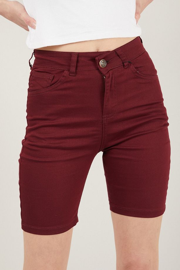 Kadın Cepli Slim Fit Şort - 3
