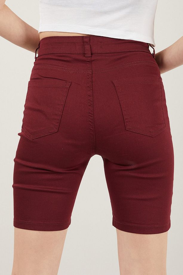 Kadın Cepli Slim Fit Şort - 5