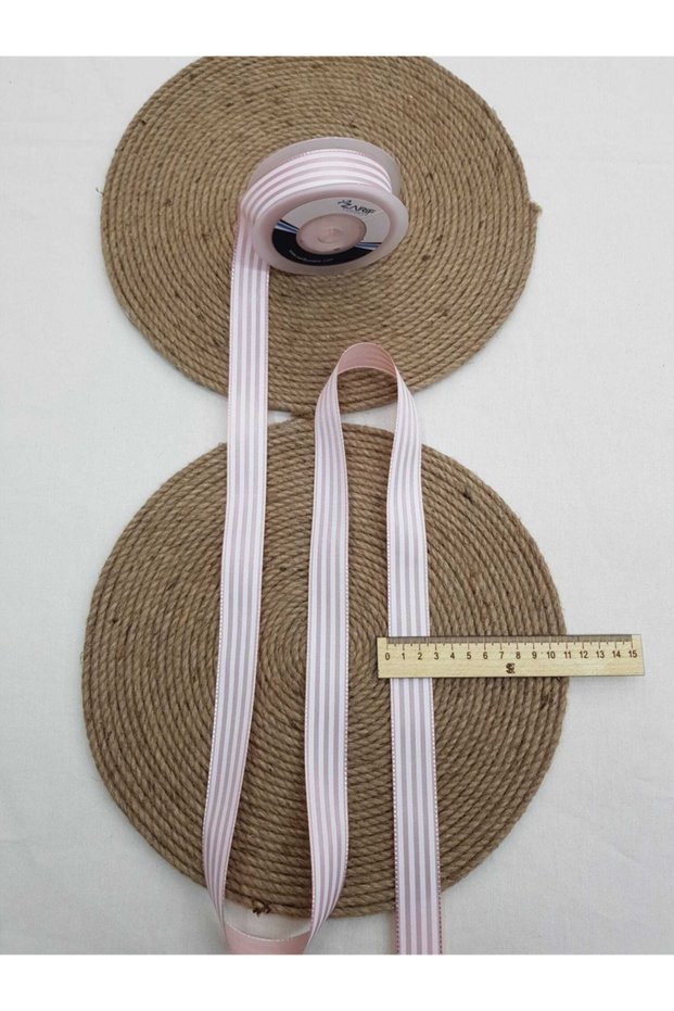 25 Mm Striped Satin Ribbon Baby Pink