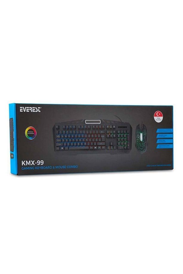 Siyah Everest Kmx-99 Usb Gökkuşağı Zemin Aydınlatmalı Q Oyuncu Klavye Ve Mouse Set - 6